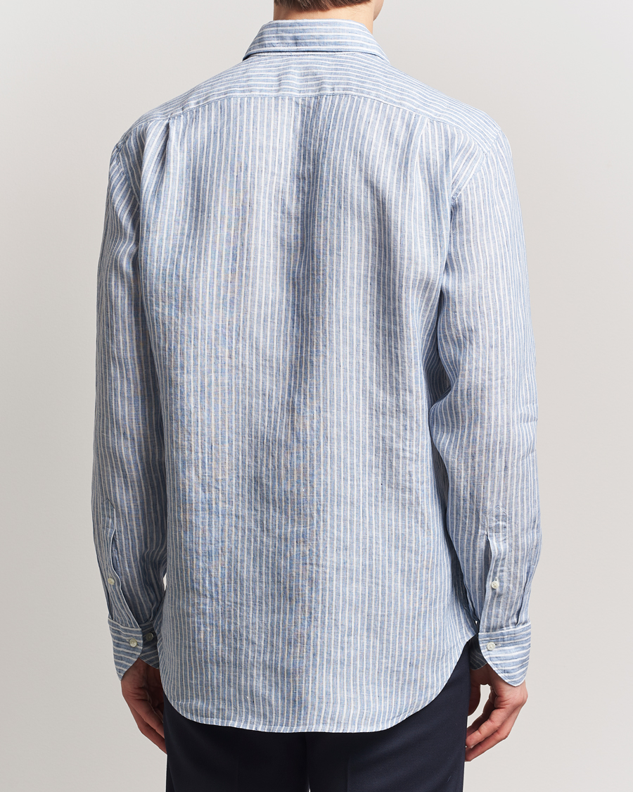 Mies | Kauluspaidat | Stenströms | Fitted Body Striped Linen Shirt Blue