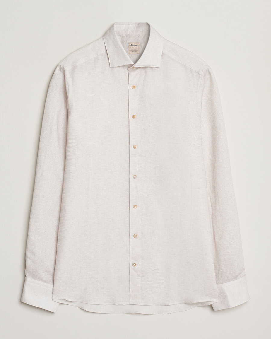 Mies | Kauluspaidat | Stenströms | Slimline Linen/Lycell Shirt Light Grey