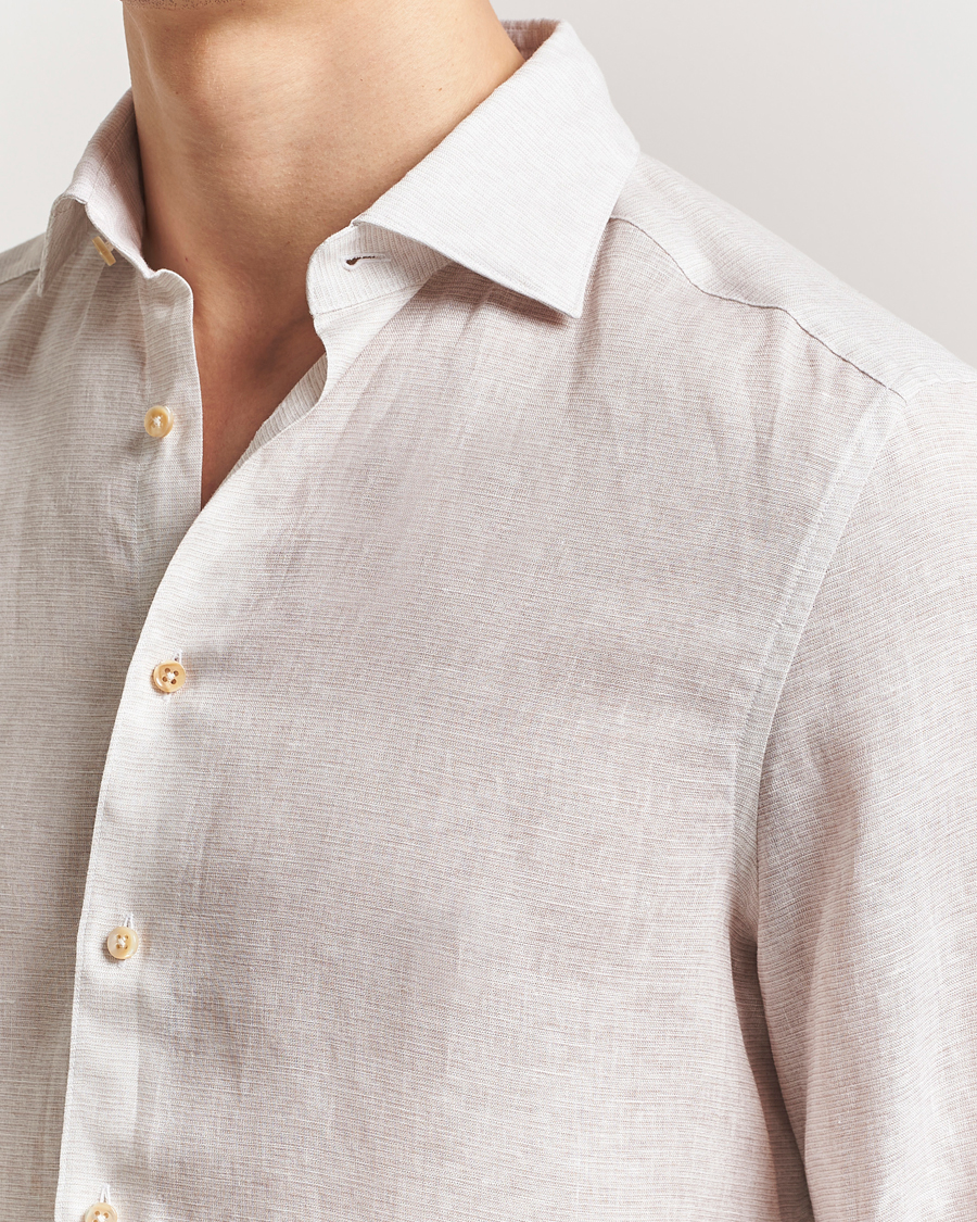 Mies | Kauluspaidat | Stenströms | Slimline Linen/Lycell Shirt Light Grey