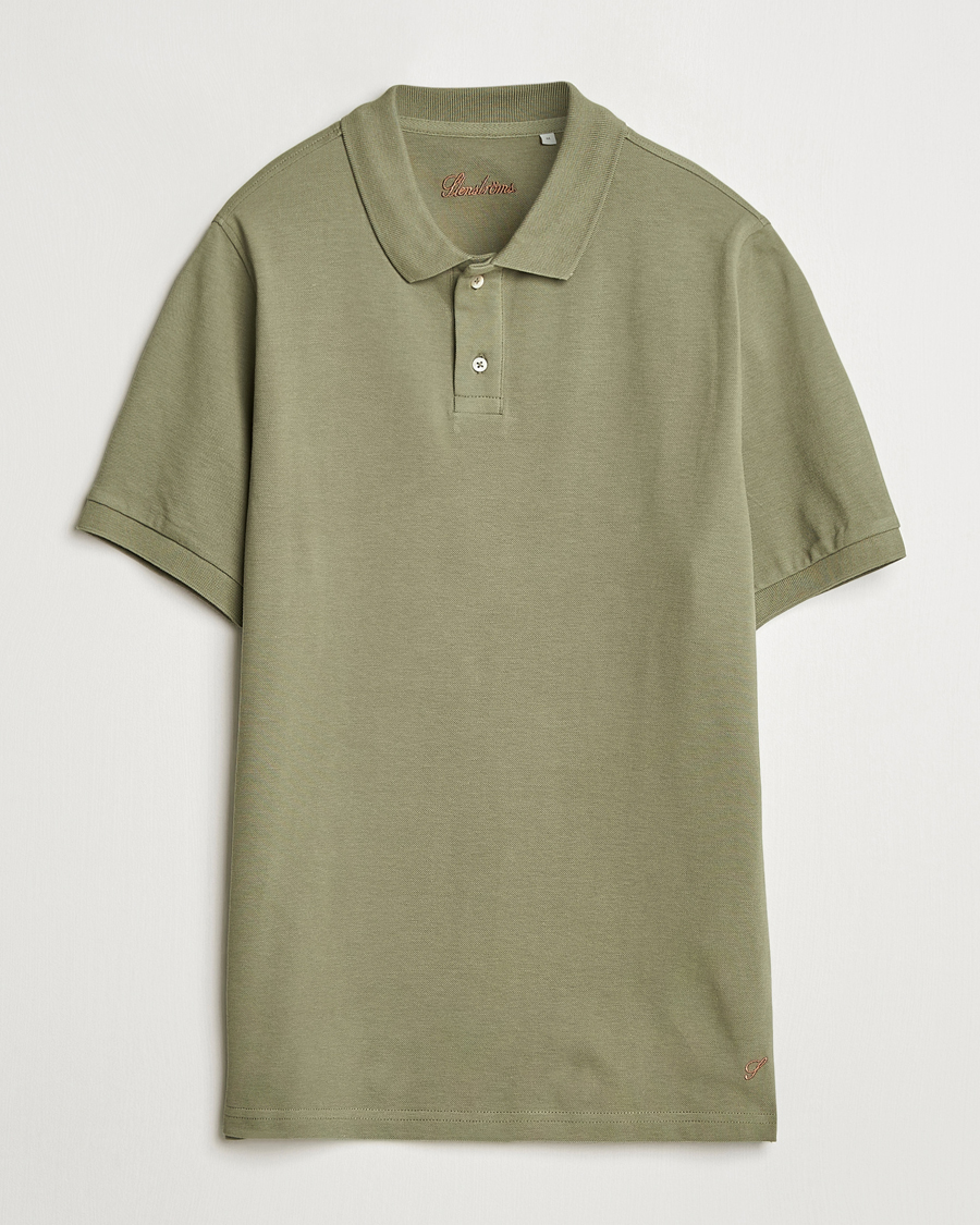 Mies | Pikeet | Stenströms | Organic Cotton Piquet Polo Shirt Olive