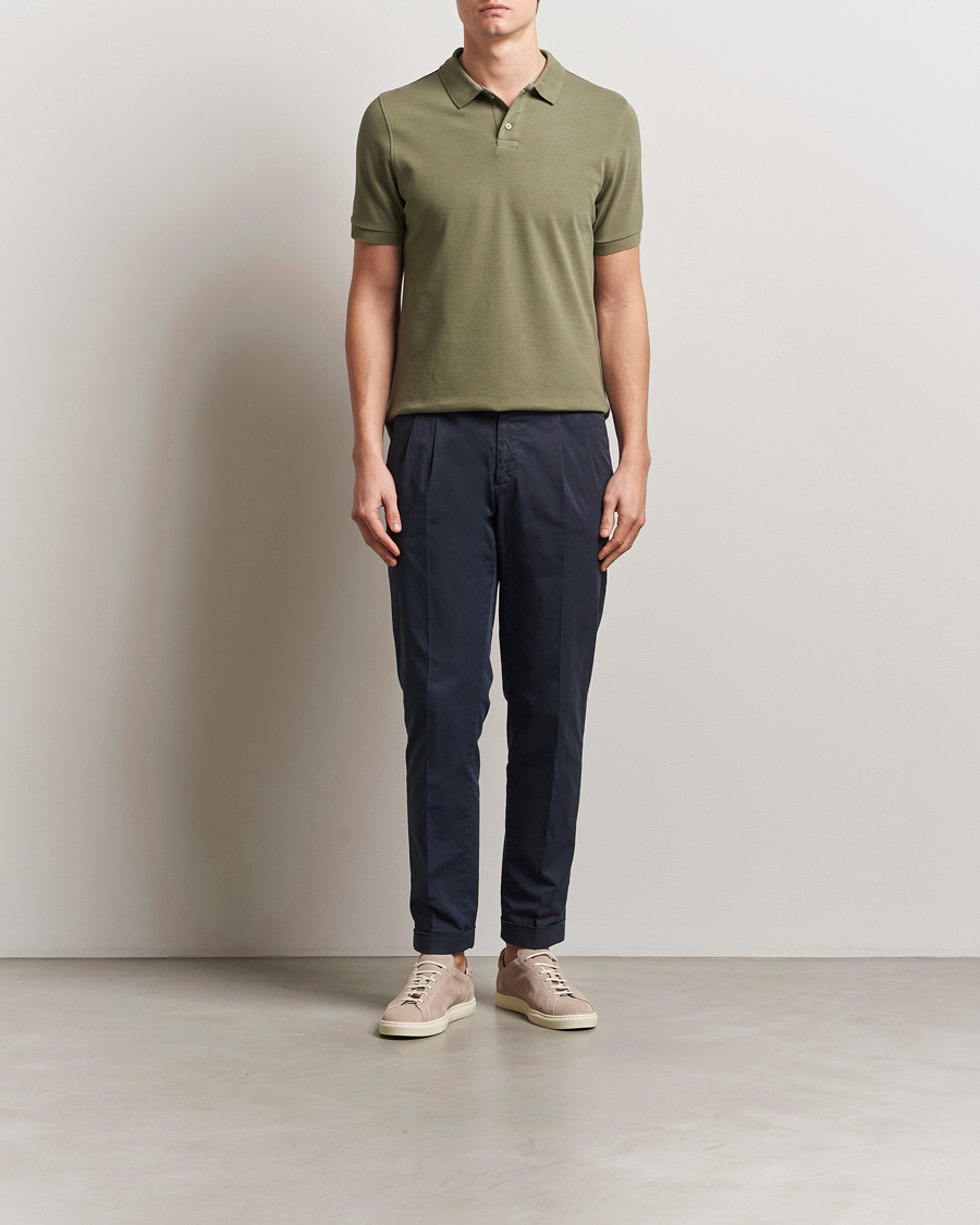 Mies | Pikeet | Stenströms | Organic Cotton Piquet Polo Shirt Olive