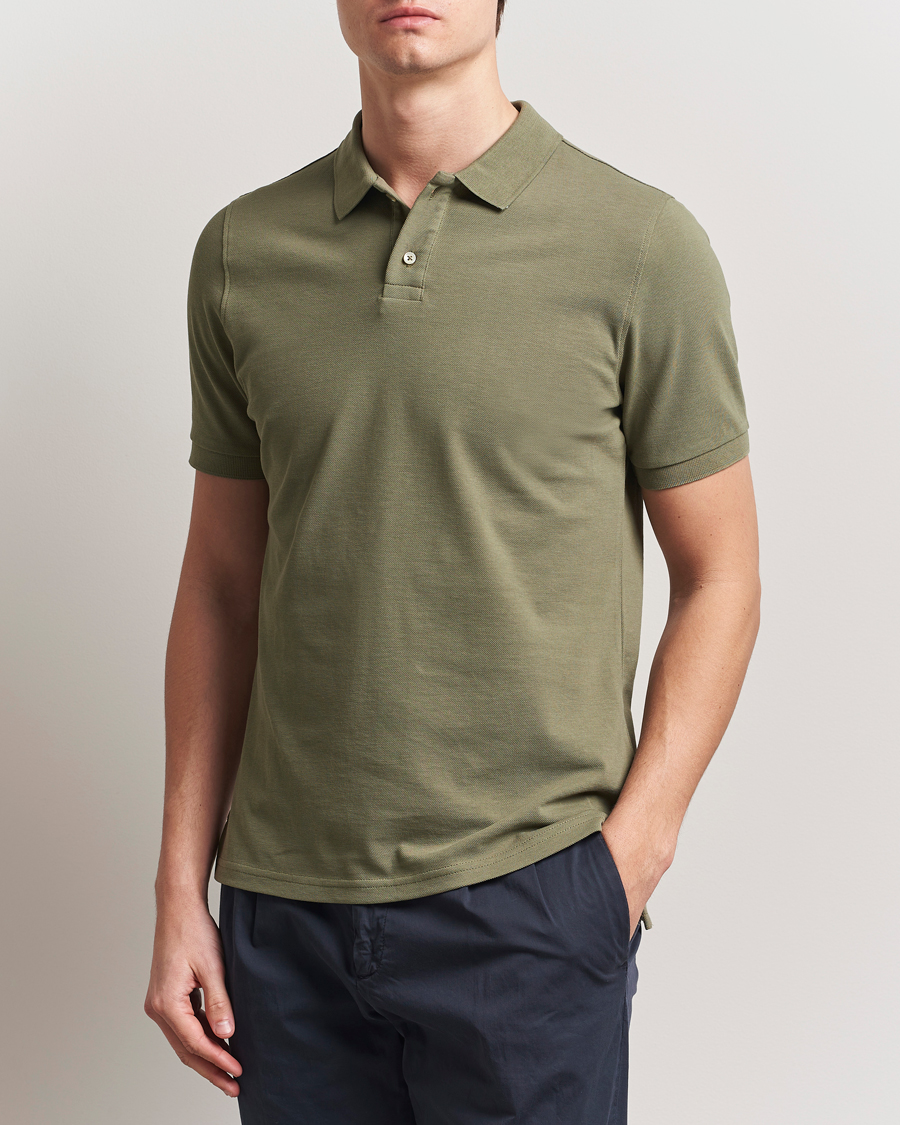 Mies | Pikeet | Stenströms | Organic Cotton Piquet Polo Shirt Olive