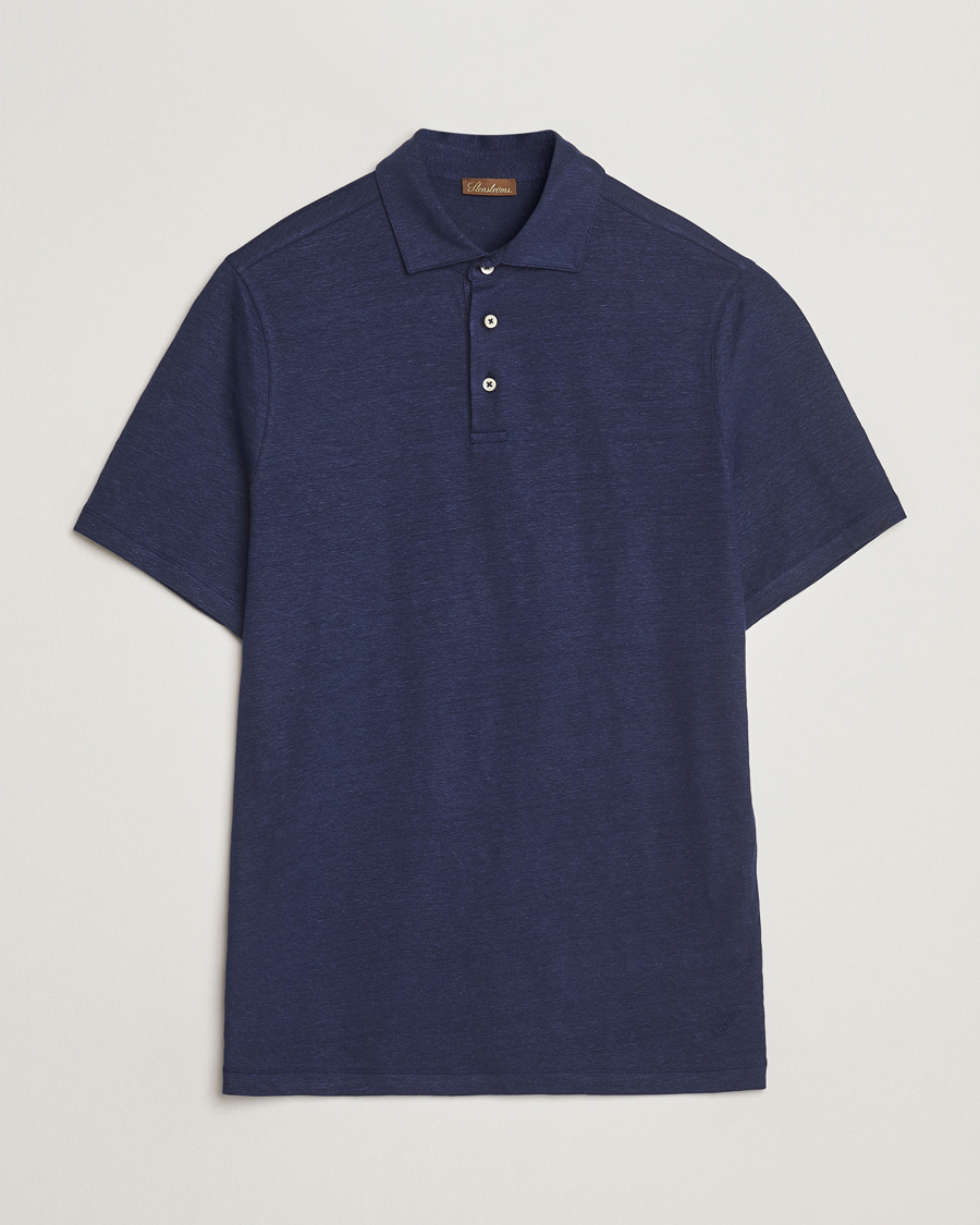 Mies | Pikeet | Stenströms | Linen Polo Shirt Navy