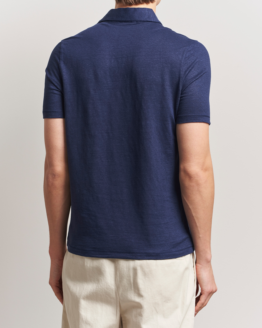 Mies | Pikeet | Stenströms | Linen Polo Shirt Navy