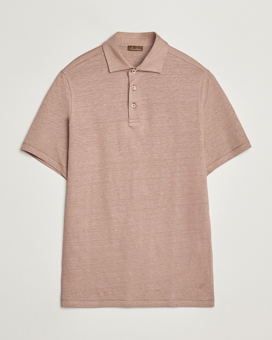 Mies | Pikeet | Stenströms | Linen Polo Shirt Light Brown