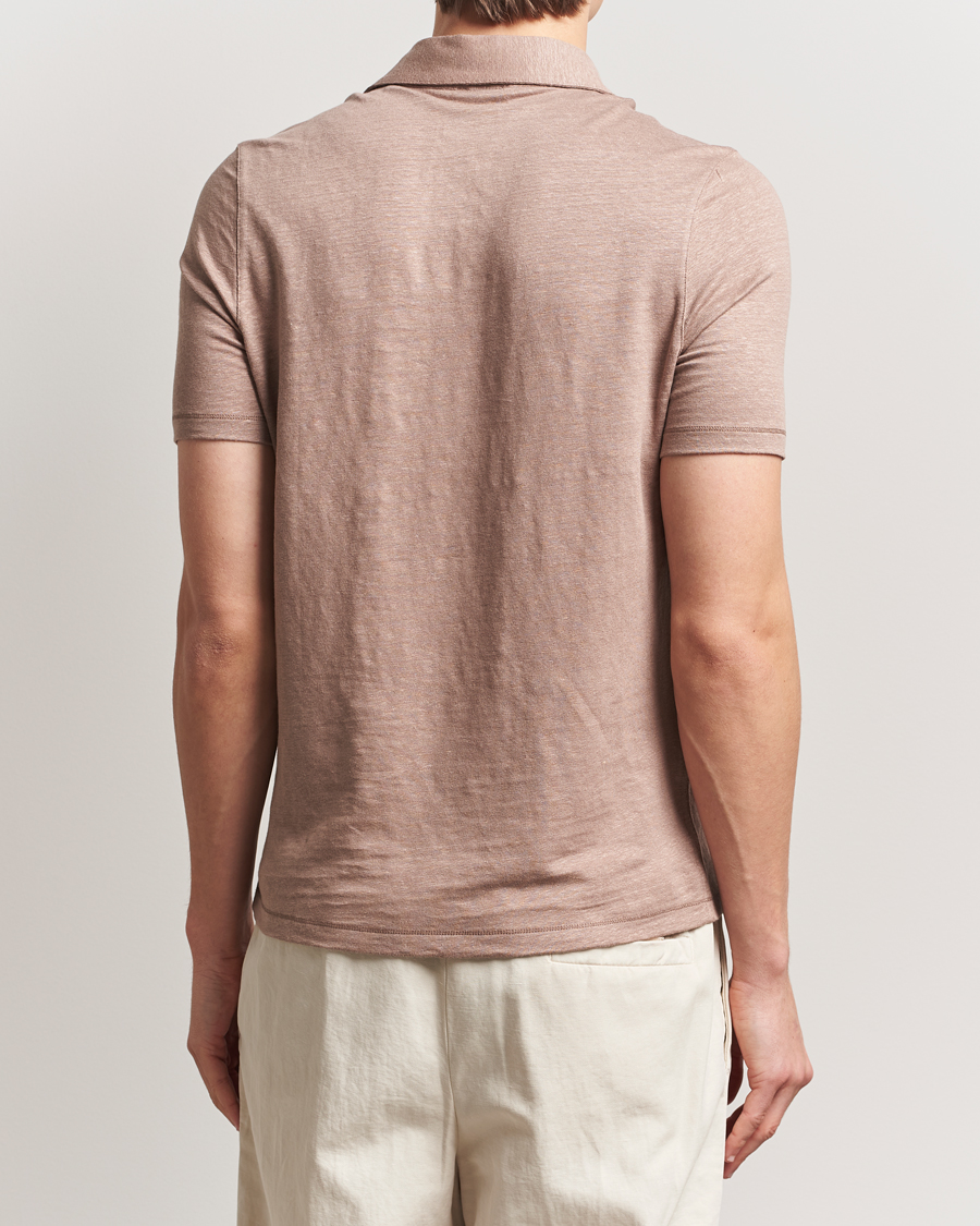 Mies | Pikeet | Stenströms | Linen Polo Shirt Light Brown