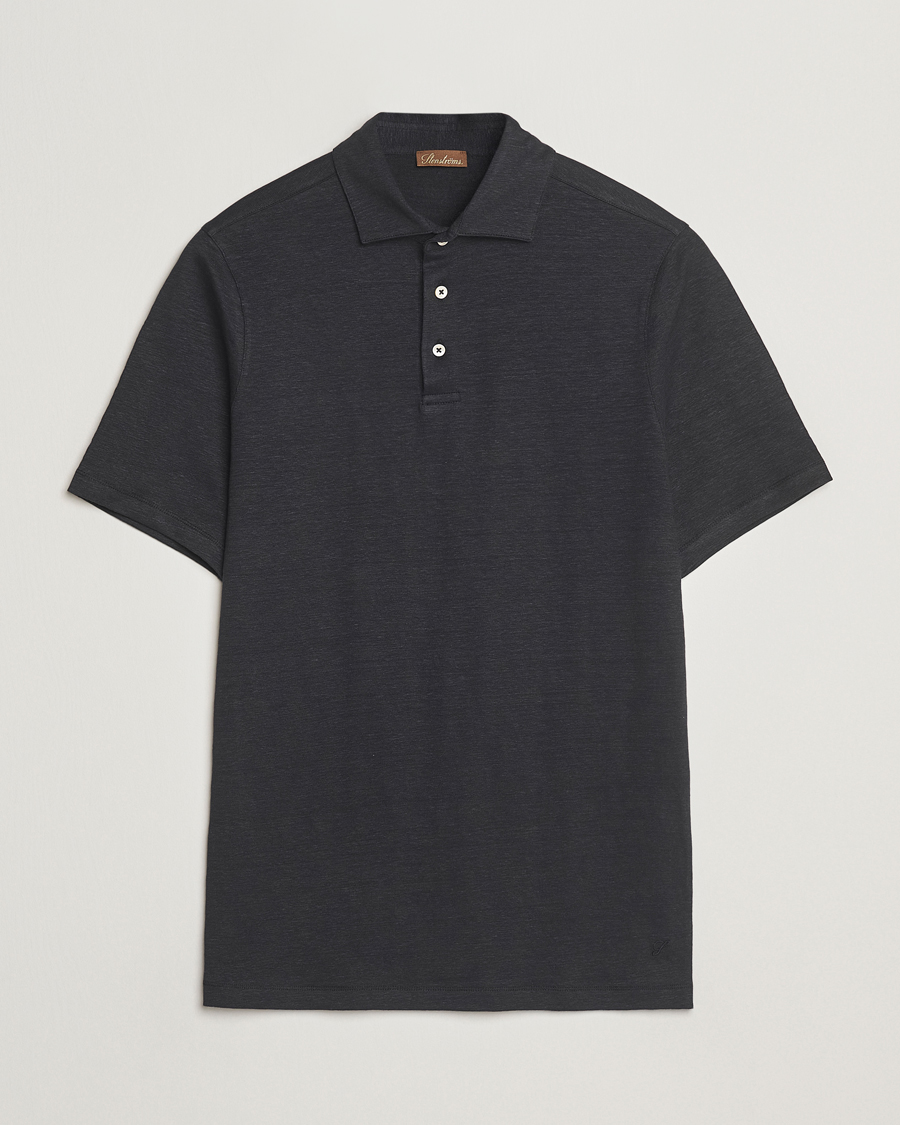 Mies | Pikeet | Stenströms | Linen Polo Shirt Black