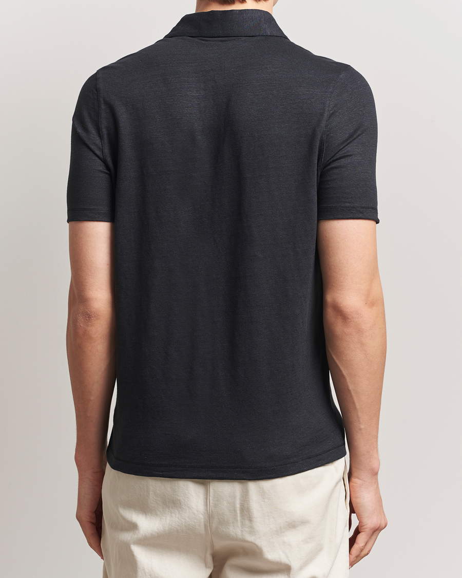 Mies | Pikeet | Stenströms | Linen Polo Shirt Black