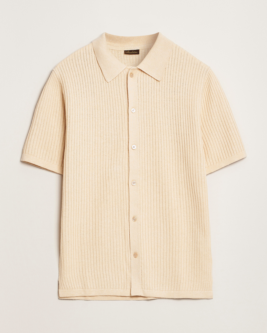 Mies | Kauluspaidat | Stenströms | Knitted Buttonthru Polo Shirt Beige