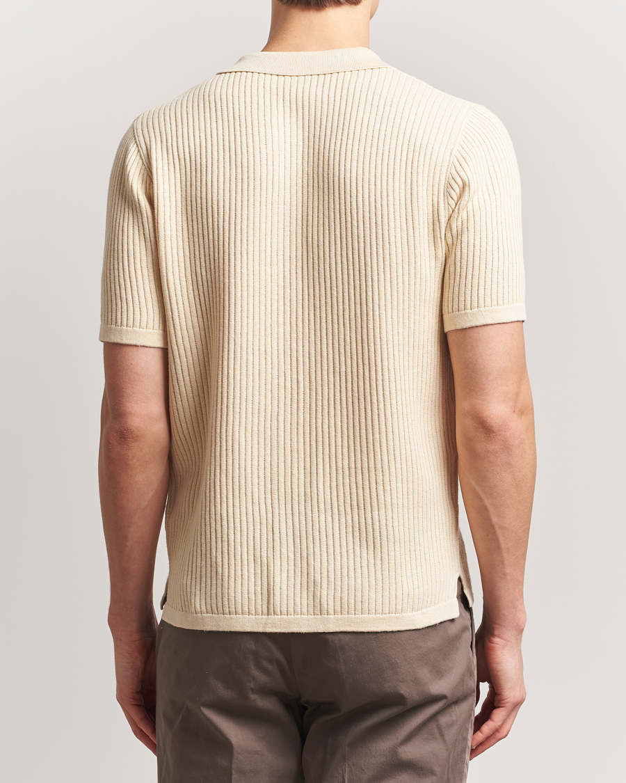 Mies | Kauluspaidat | Stenströms | Knitted Buttonthru Polo Shirt Beige