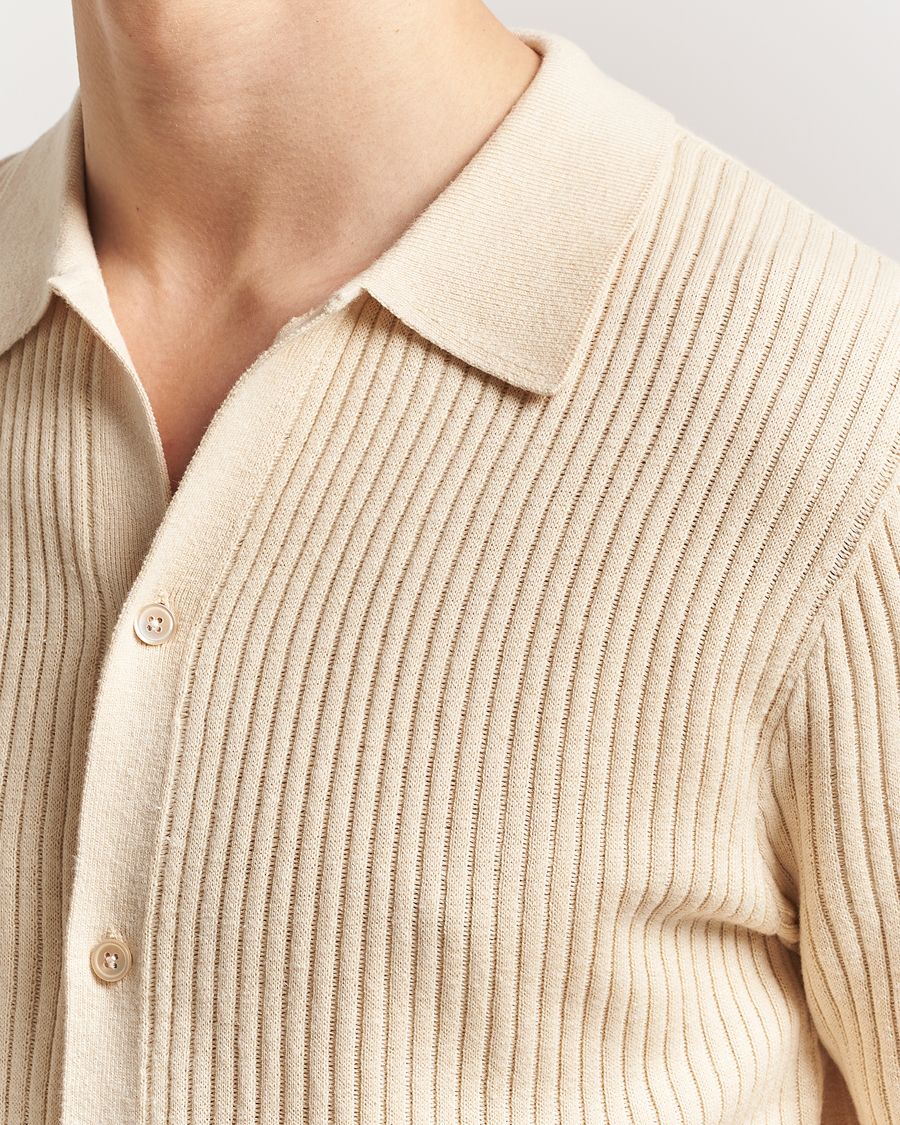 Mies | Kauluspaidat | Stenströms | Knitted Buttonthru Polo Shirt Beige