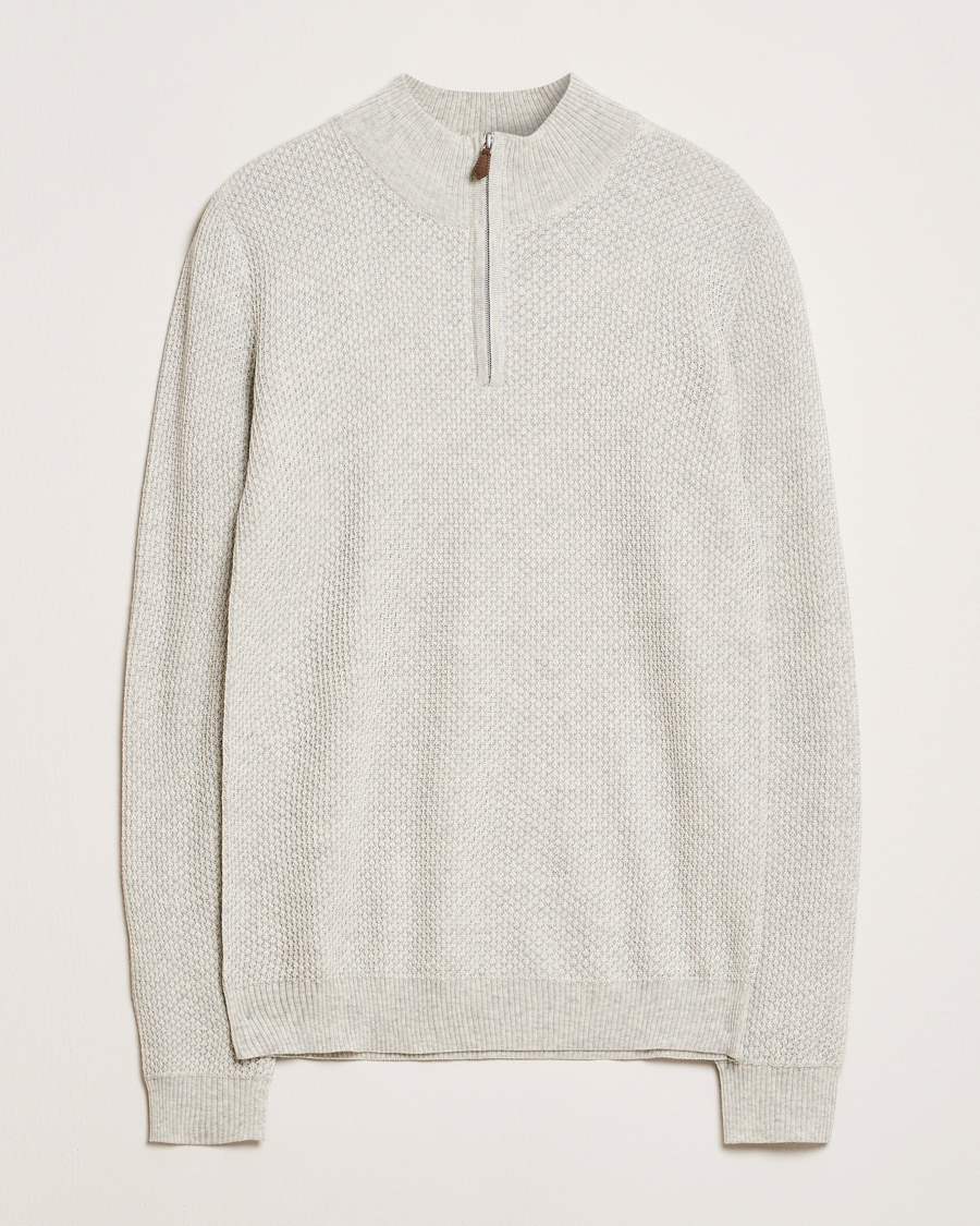 Mies | Puserot | Stenströms | Knitted Textured Half-Zip Grey