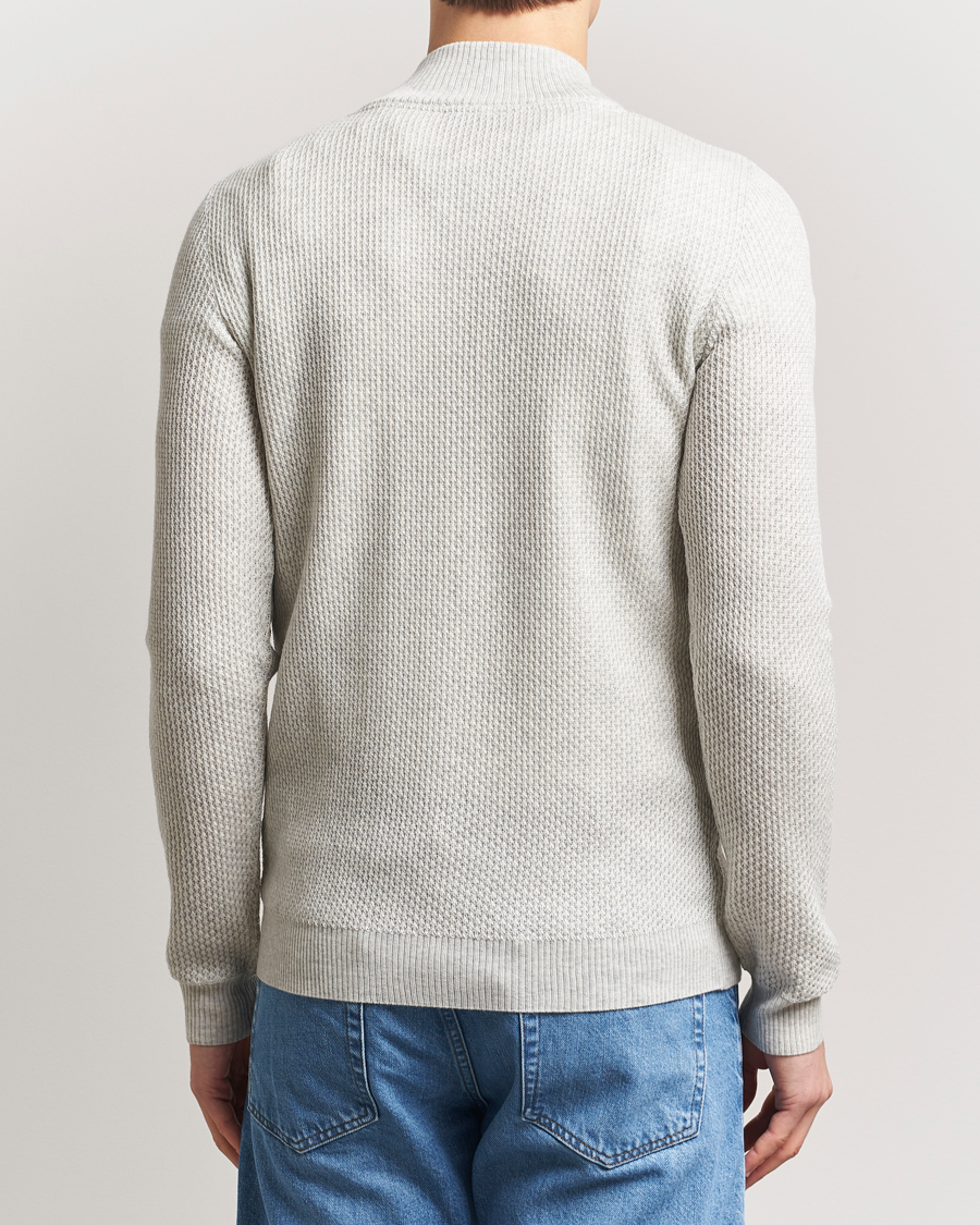 Mies | Puserot | Stenströms | Knitted Textured Half-Zip Grey