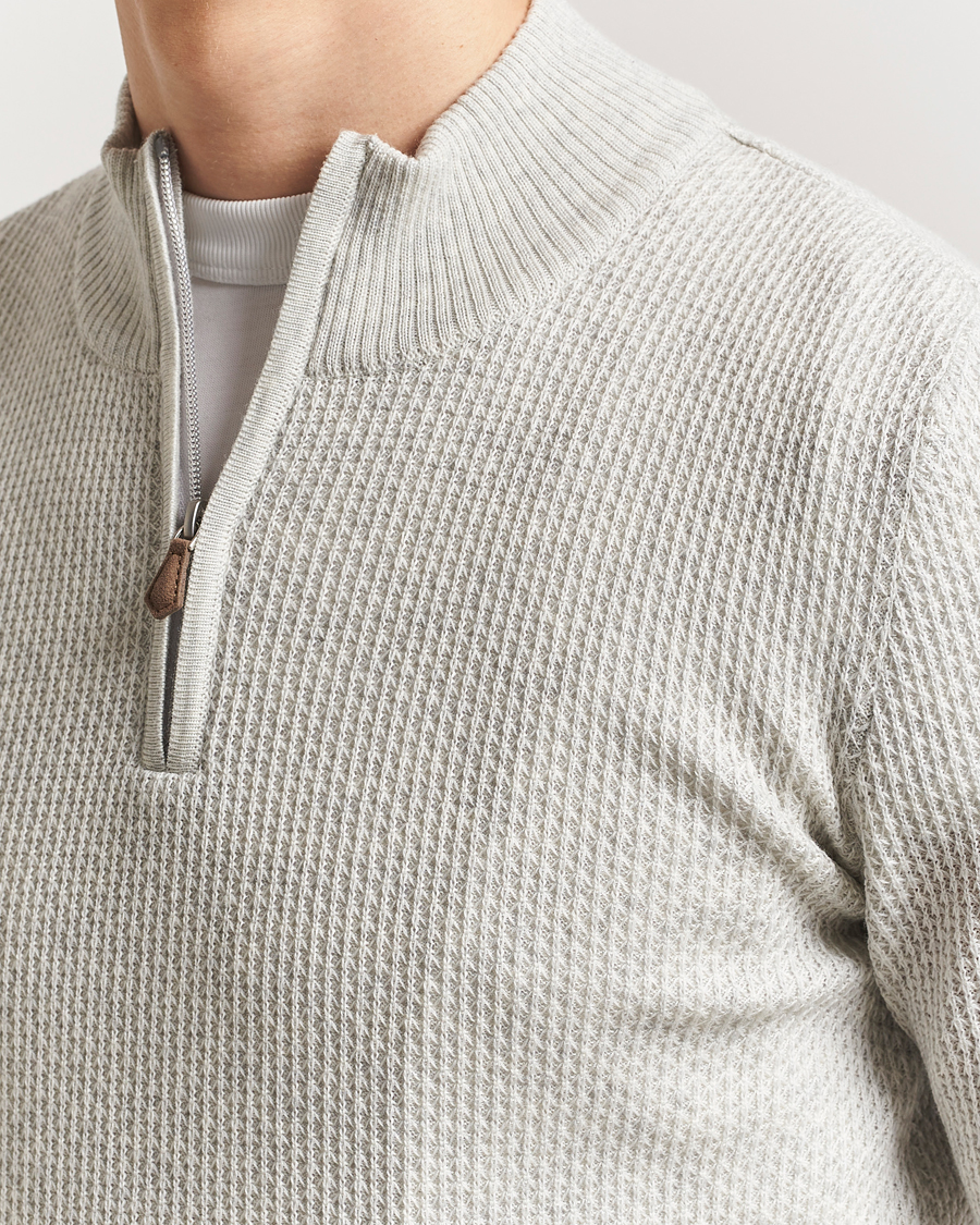 Mies | Puserot | Stenströms | Knitted Textured Half-Zip Grey