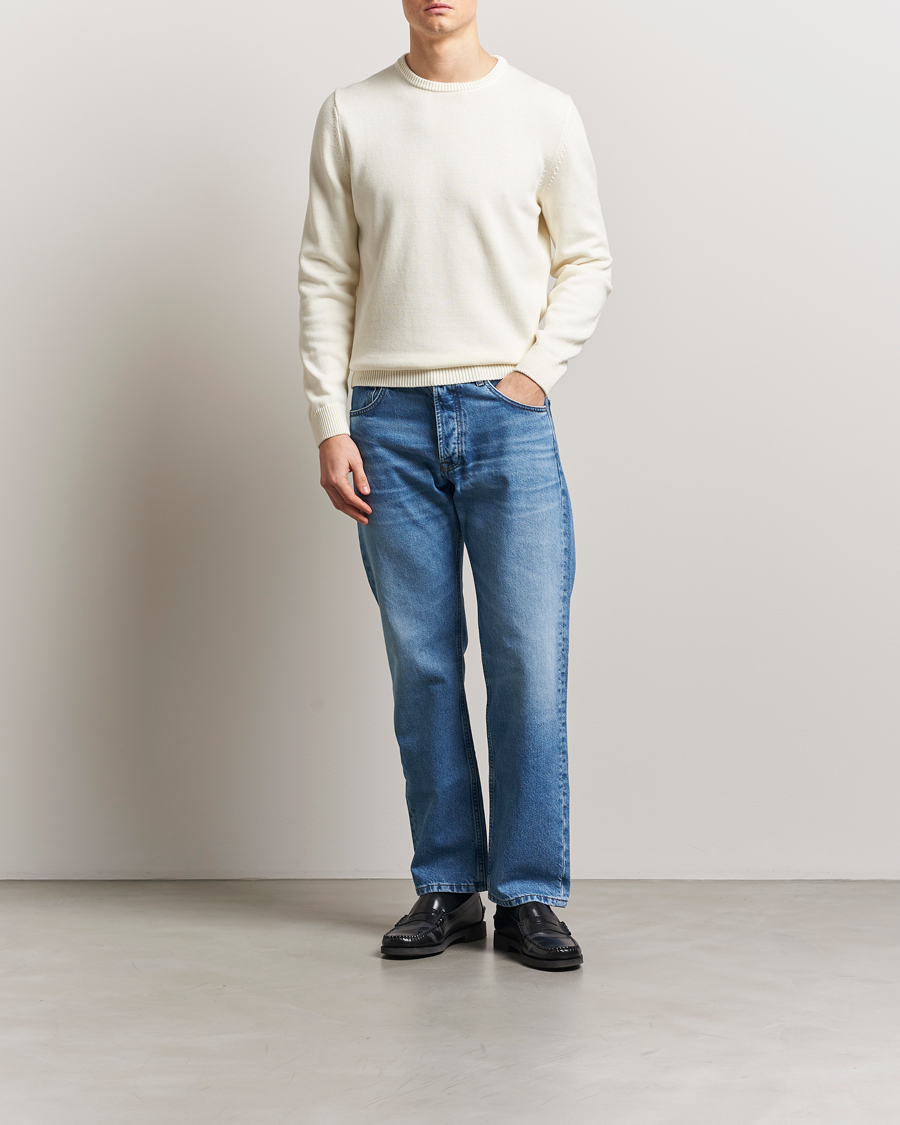 Mies | Puserot | Stenströms | Organic Cotton Knitted Sweater White