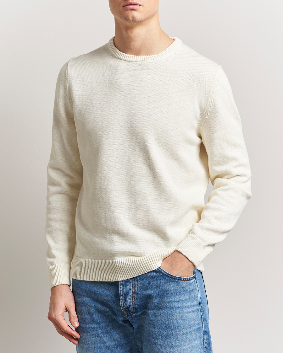 Mies | Puserot | Stenströms | Organic Cotton Knitted Sweater White