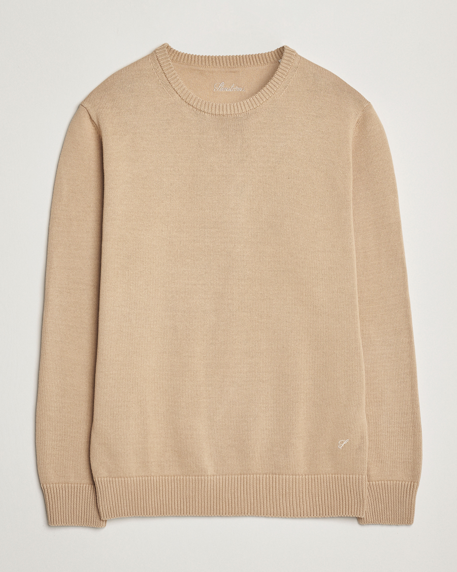 Mies | Puserot | Stenströms | Organic Cotton Knitted Sweater Beige