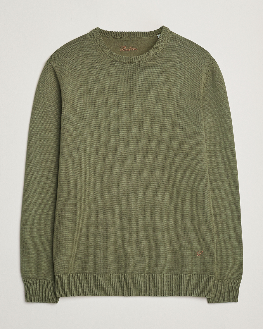 Mies | Puserot | Stenströms | Organic Cotton Knitted Sweater Olive