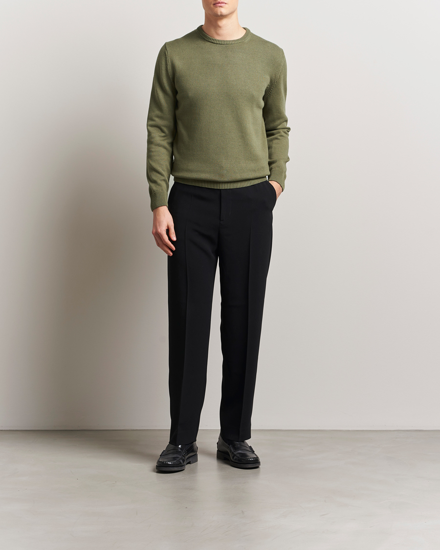 Mies | Puserot | Stenströms | Organic Cotton Knitted Sweater Olive