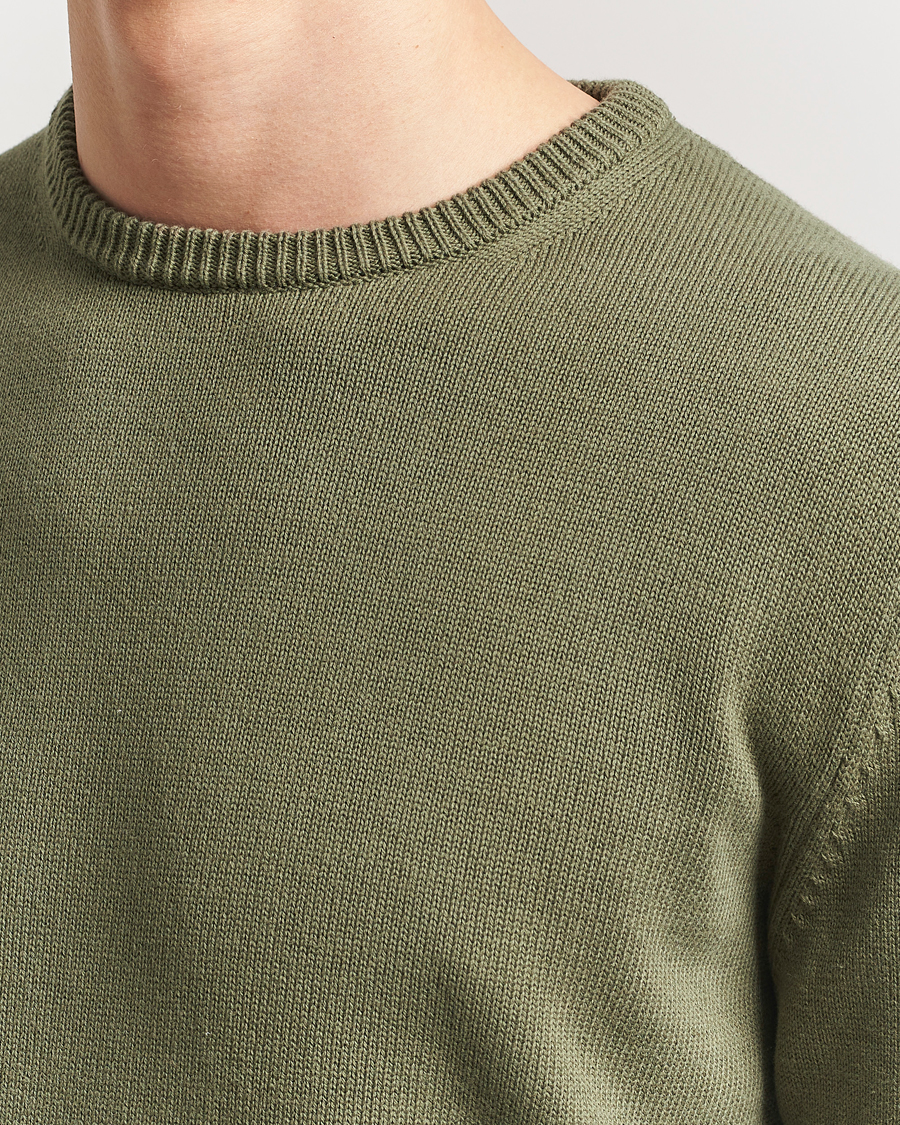 Mies | Puserot | Stenströms | Organic Cotton Knitted Sweater Olive