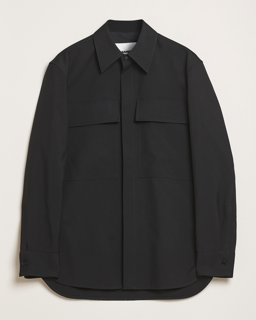 Mies | Kauluspaidat | Jil Sander | Double Pocket Gabardine Overshirt Black