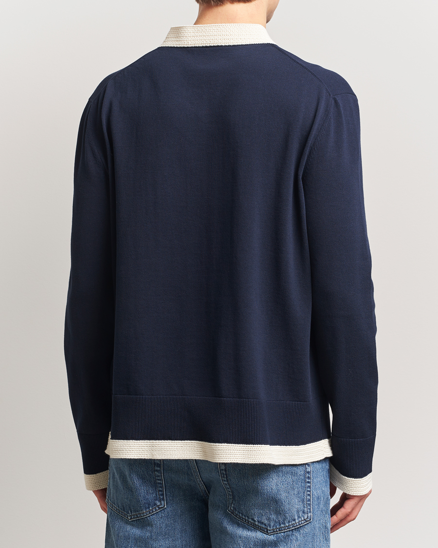 Mies | Puserot | Jil Sander | Contrast Trim V-Neck Sweater Navy