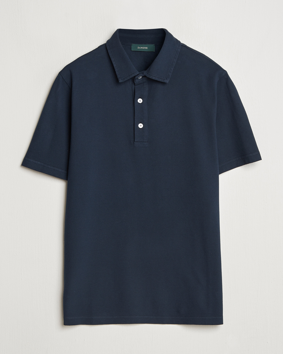 Mies | Pikeet | Zanone | Soft Cotton Piquet Polo Navy