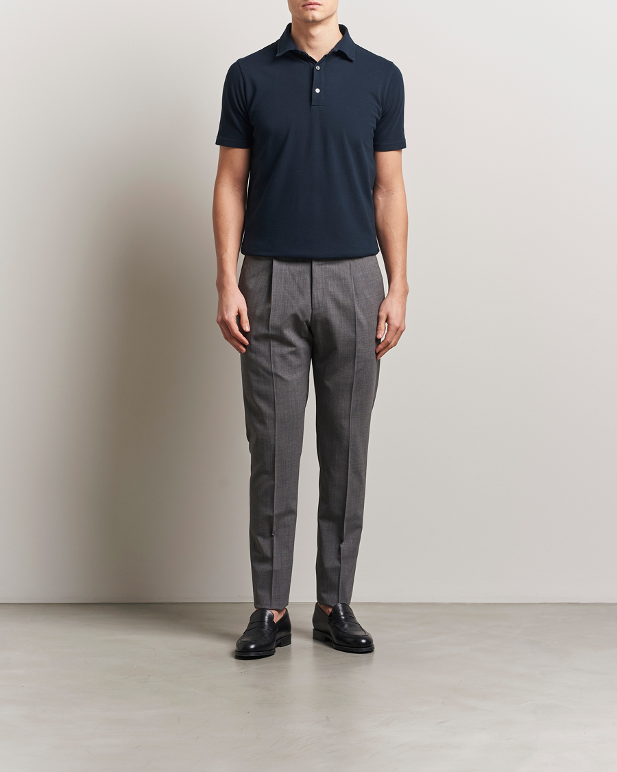 Mies | Pikeet | Zanone | Soft Cotton Piquet Polo Navy
