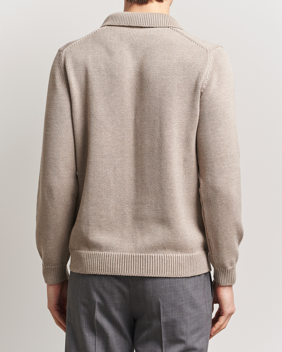 Mies | Puserot | Zanone | Soft Cotton Long Sleeve Polo Beige