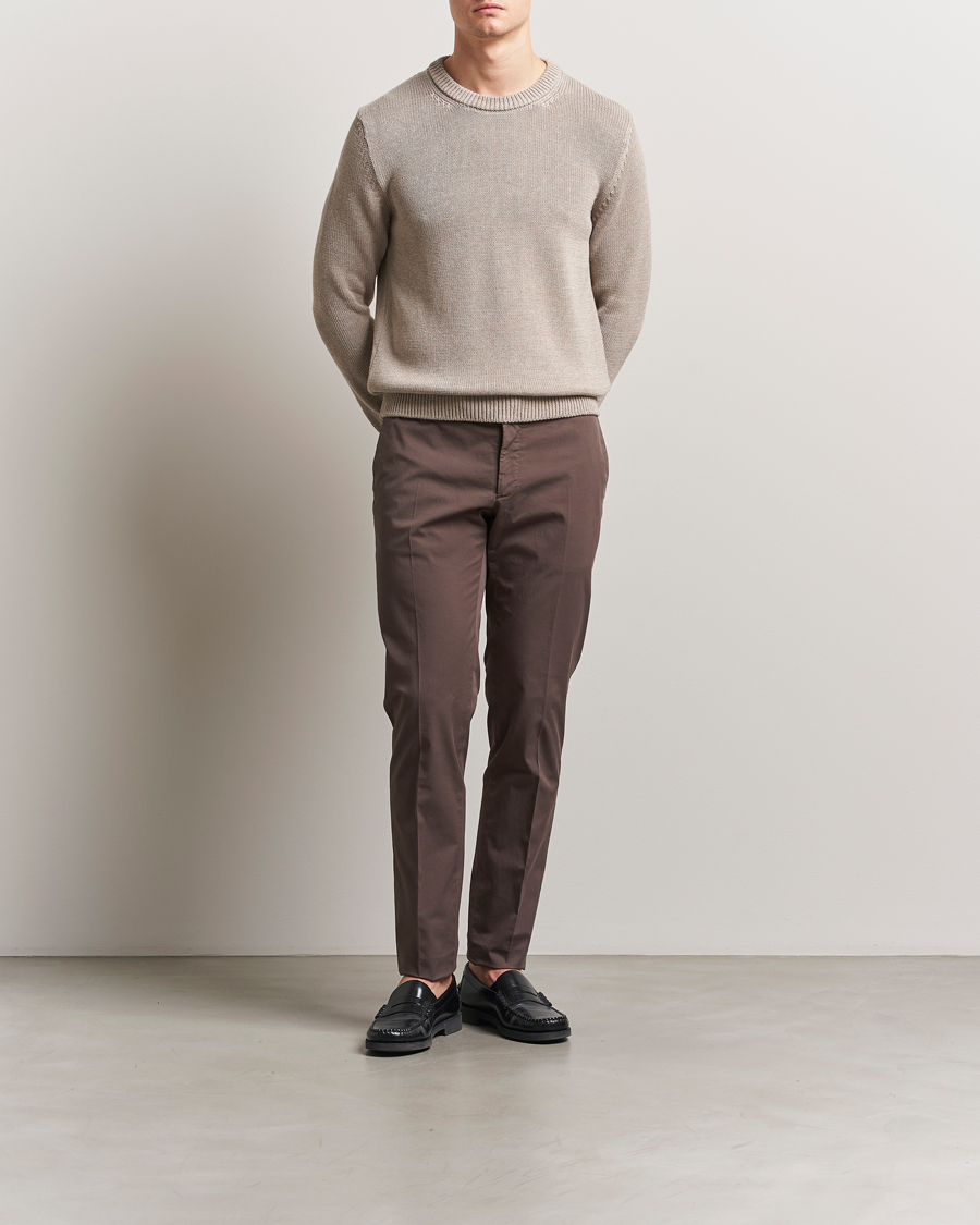 Mies | Puserot | Zanone | Soft Cotton Crewneck Sweater Beige