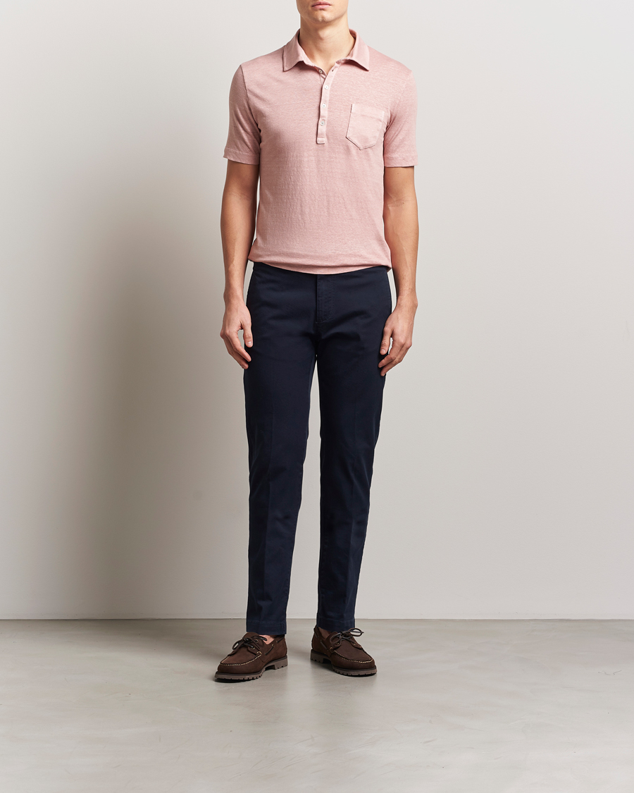 Mies | Pikeet | Massimo Alba | Filicudi Cotton/Linen Polo Pink