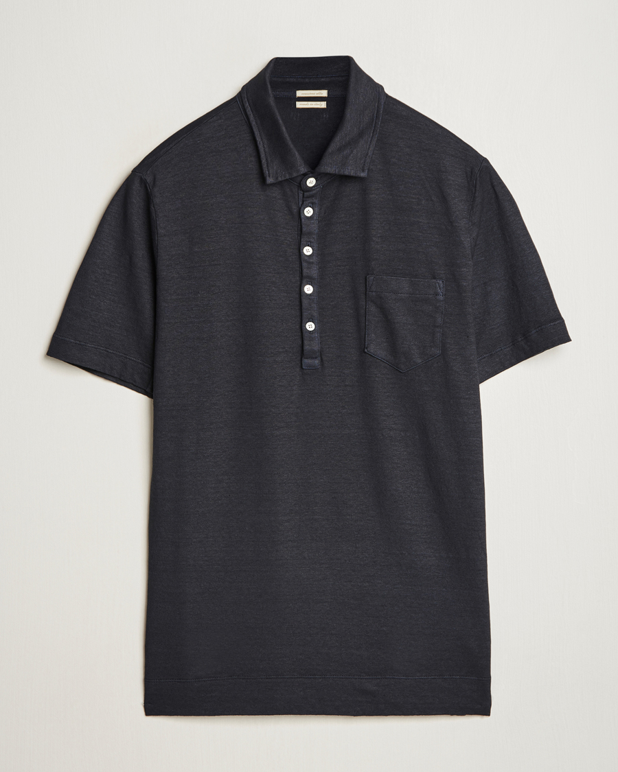 Mies | Pikeet | Massimo Alba | Filicudi Cotton/Linen Polo Navy