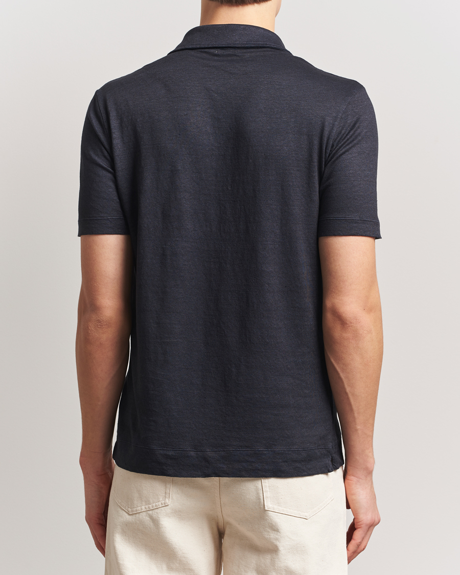 Mies | Pikeet | Massimo Alba | Filicudi Cotton/Linen Polo Navy
