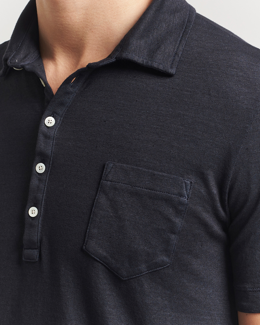 Mies | Pikeet | Massimo Alba | Filicudi Cotton/Linen Polo Navy