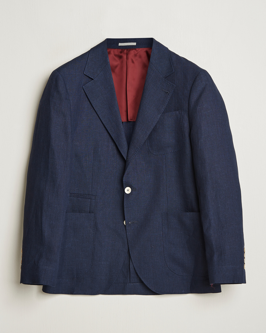 Mies | Pikkutakit | Brunello Cucinelli | Single Breasted Linen Blazer Navy