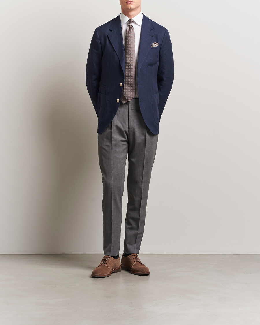Mies | Pikkutakit | Brunello Cucinelli | Single Breasted Linen Blazer Navy