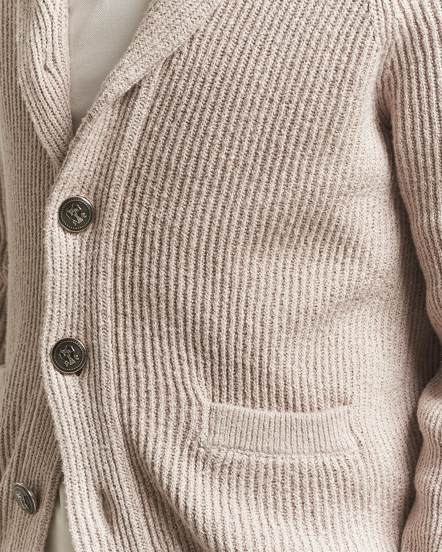 Mies | Puserot | Brunello Cucinelli | Heavy Rib Shawl Cardigan Beige