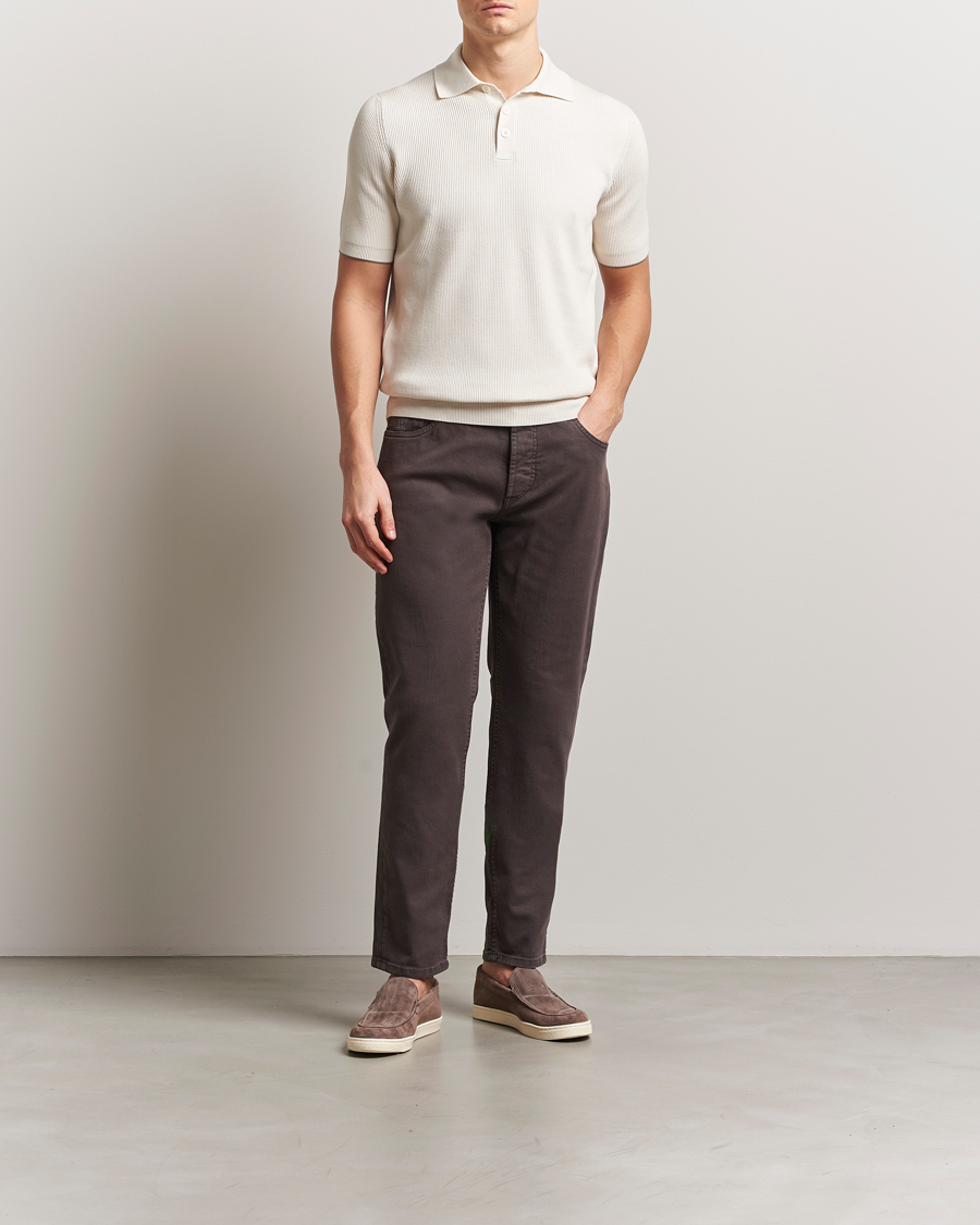 Mies | Pikeet | Brunello Cucinelli | Cotton Rib Knitted Polo Off White
