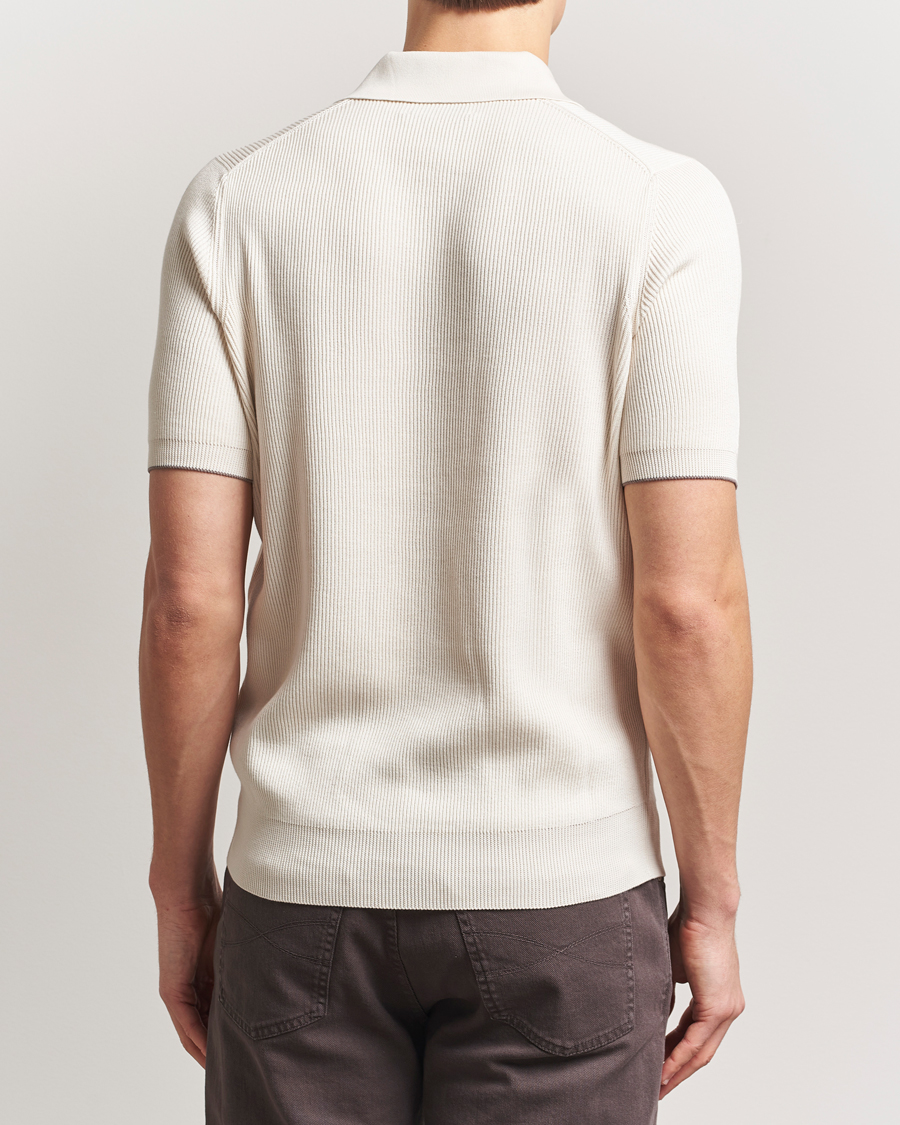 Mies | Pikeet | Brunello Cucinelli | Cotton Rib Knitted Polo Off White
