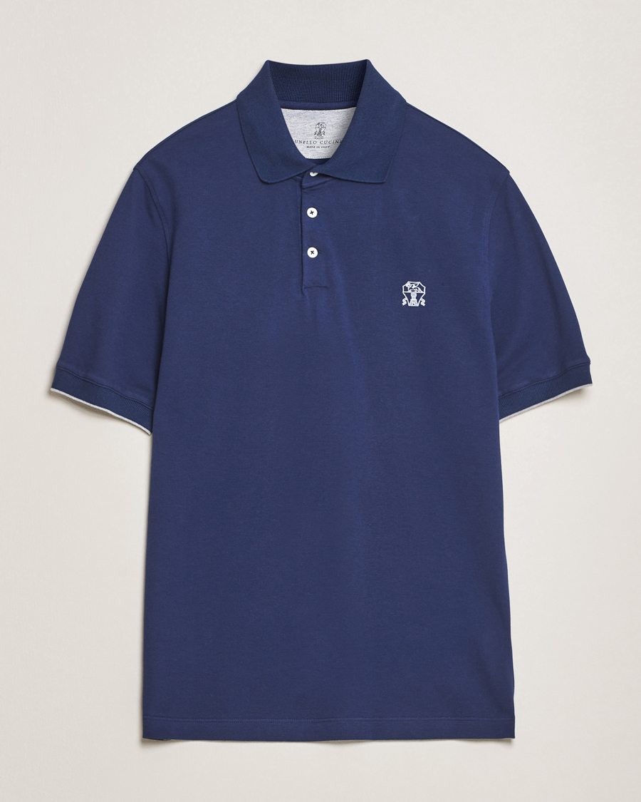 Mies | Pikeet | Brunello Cucinelli | Short Sleeve Logo Polo Navy