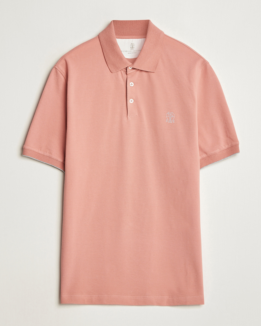 Mies | Pikeet | Brunello Cucinelli | Short Sleeve Logo Polo Dusty Red