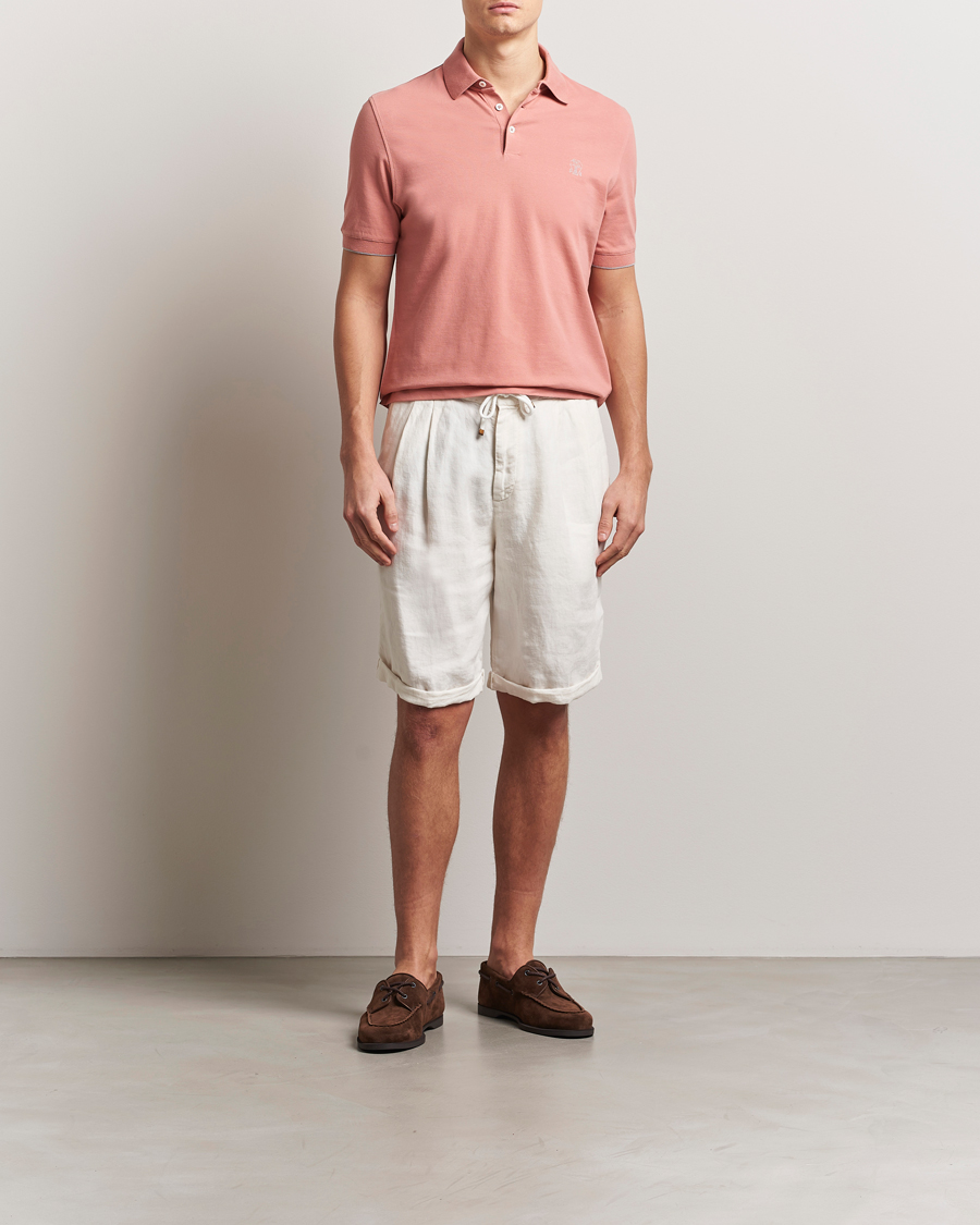 Mies | Pikeet | Brunello Cucinelli | Short Sleeve Logo Polo Dusty Red
