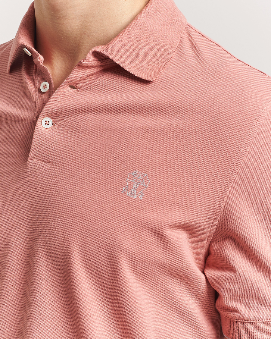 Mies | Pikeet | Brunello Cucinelli | Short Sleeve Logo Polo Dusty Red
