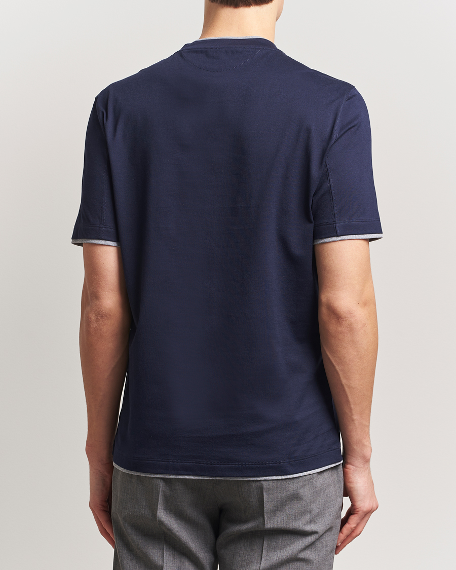 Mies | T-paidat | Brunello Cucinelli | Short Sleeve Contrast T-Shirt Navy