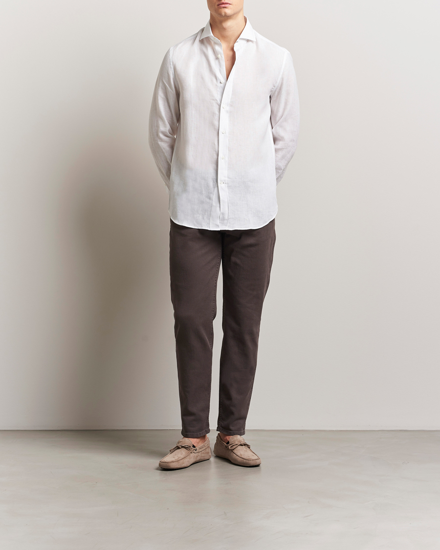 Mies | Kauluspaidat | Brunello Cucinelli | Easy Fit Linen Shirt White
