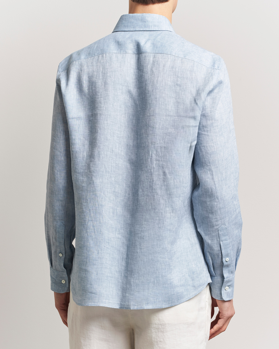 Mies | Kauluspaidat | Brunello Cucinelli | Easy Fit Linen Shirt Light Blue