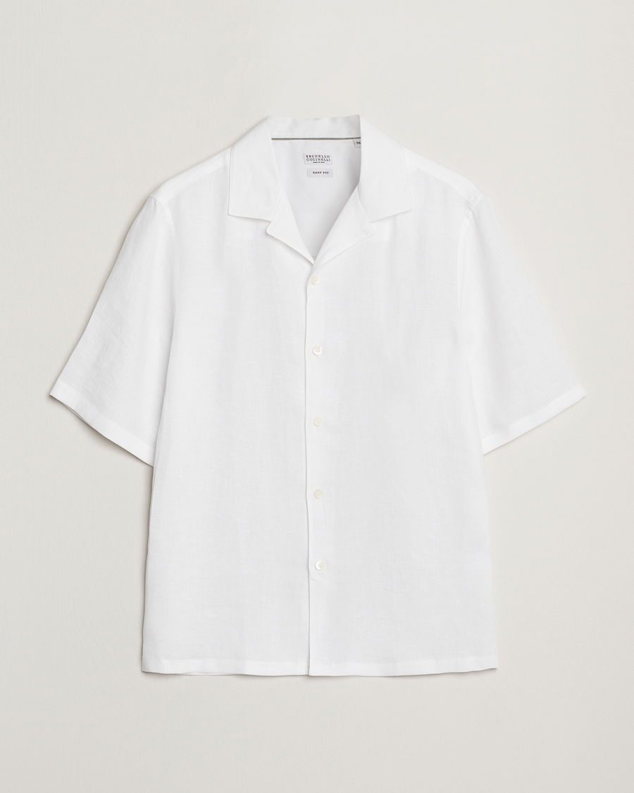 Mies | Kauluspaidat | Brunello Cucinelli | Linen Camp Shirt White