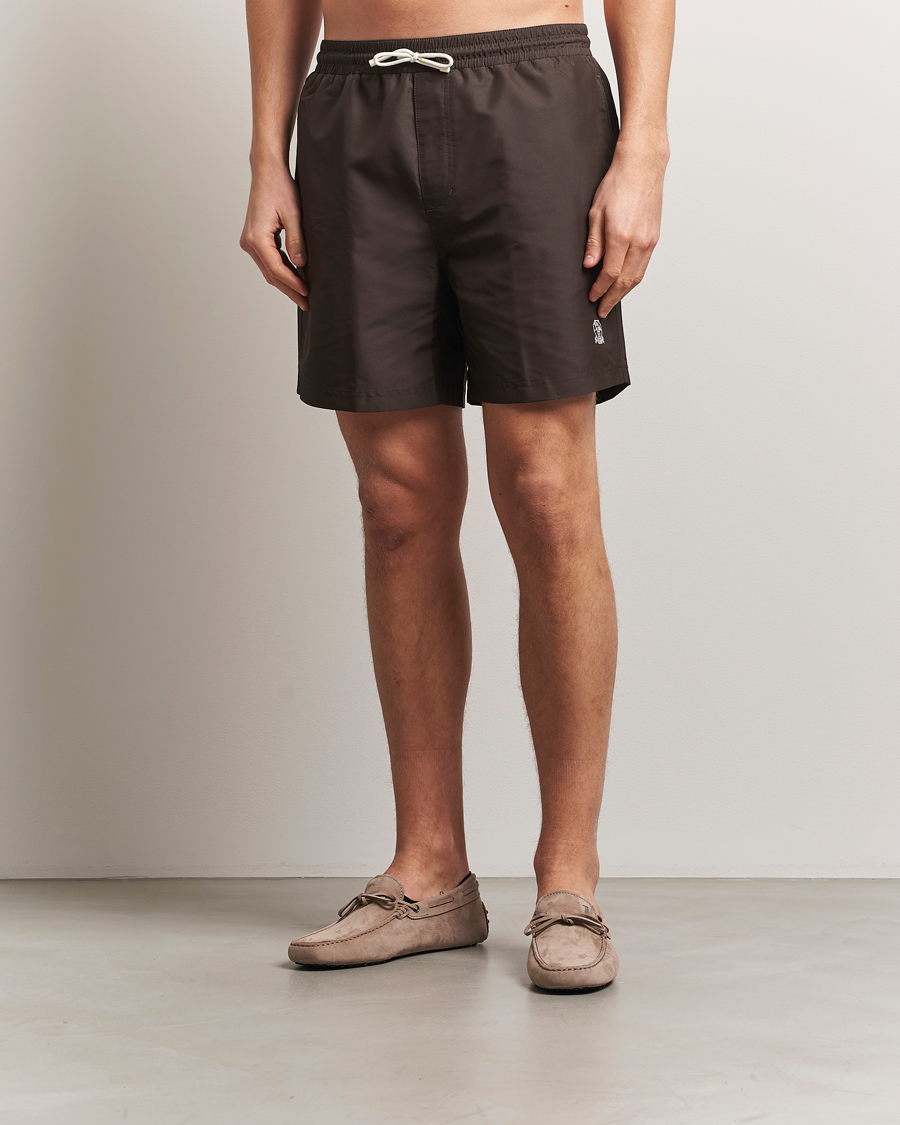 Mies | Uimahousut | Brunello Cucinelli | Nylon Swim Trunks Dark Brown