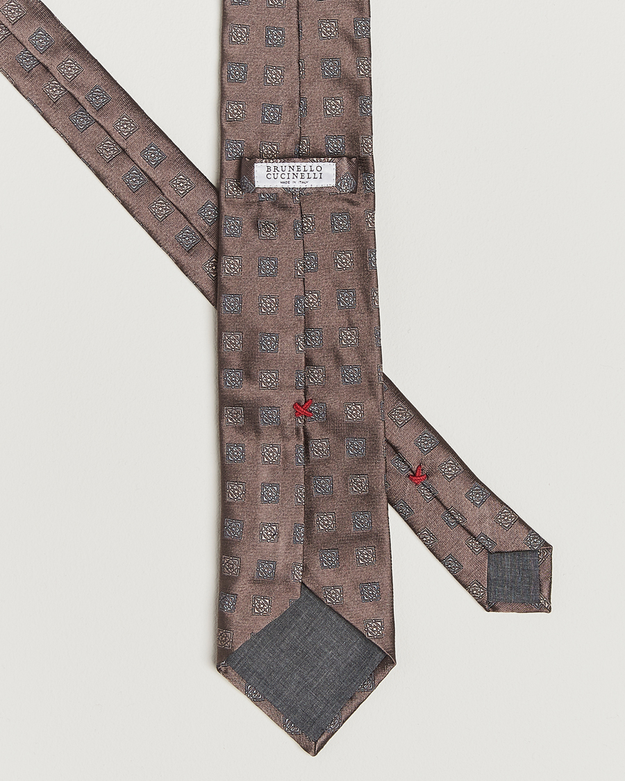Mies | Brunello Cucinelli Jacquard Silk Tie Dark Brown | Brunello Cucinelli | Jacquard Silk Tie Dark Brown