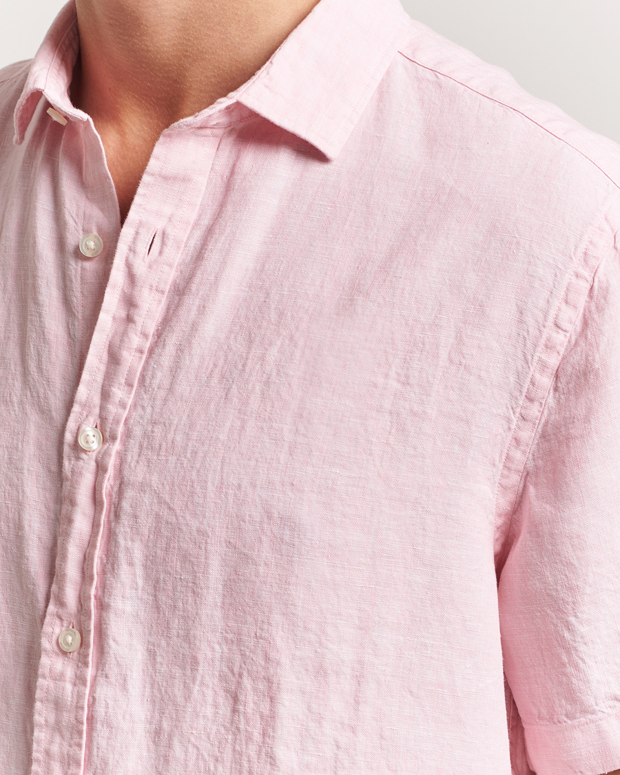 Mies | Kauluspaidat | Charles Tyrwhitt | Pure Linen Short Sleeve Slim Fit Shirt Pink